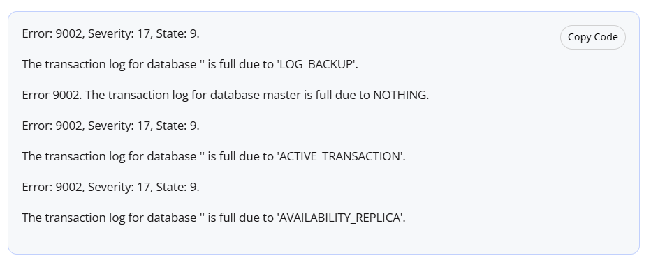 SQL Server Error 3013